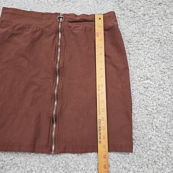 Lily Morgan Skirt Womens Large Brown Front Zip Stretch Pencil Casual Soft Modern - Picture 10 of 11